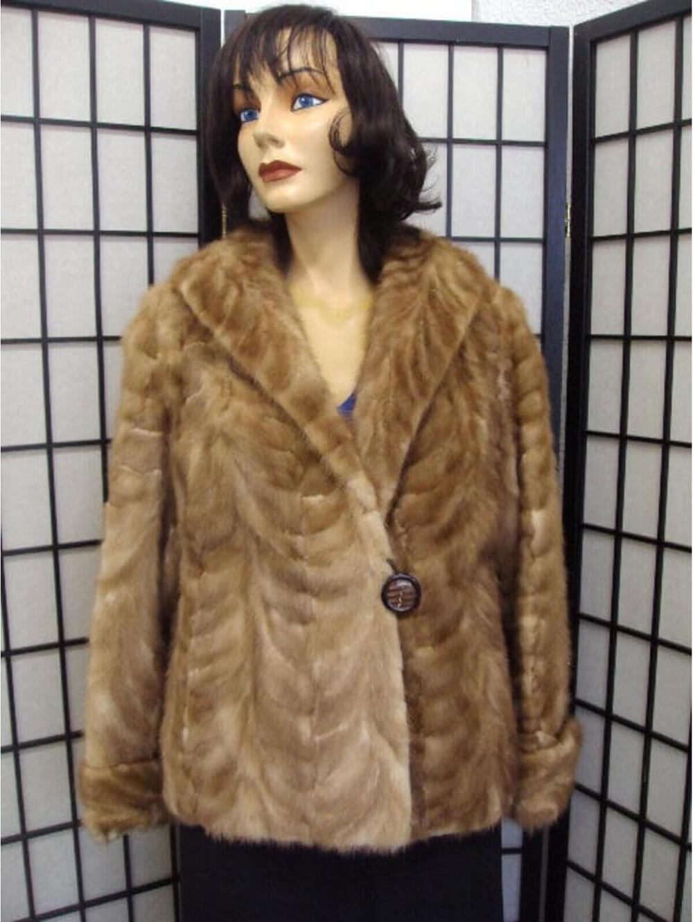 Excellent Plain Canadian Pastel Mink Fur Jacket Coat Women Woman Size 6 Small